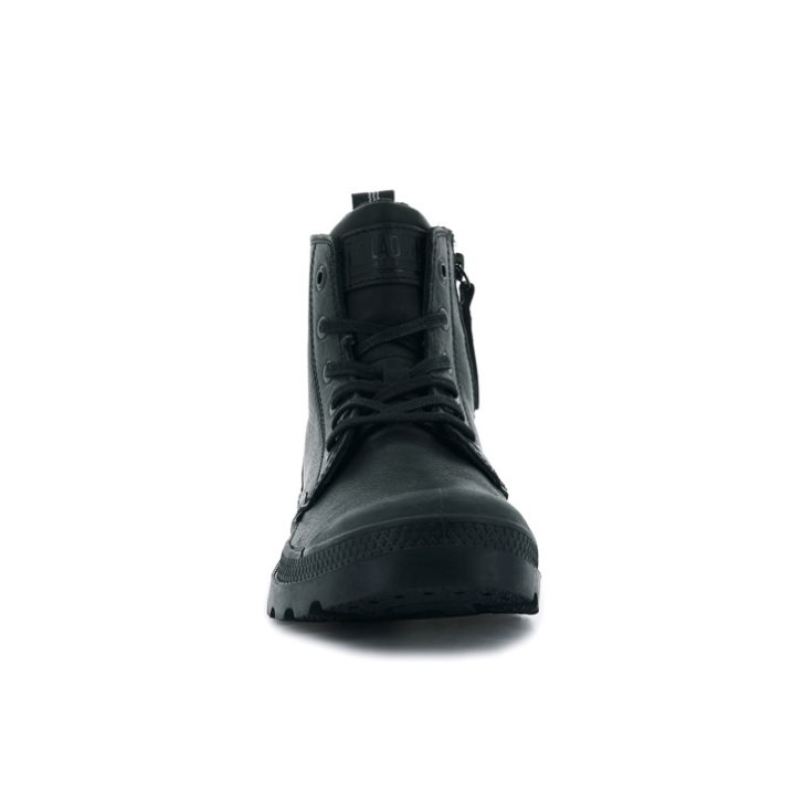 Palladium Pampa Zip Leather ESS Men's Boots Black | UK Z421-VCS